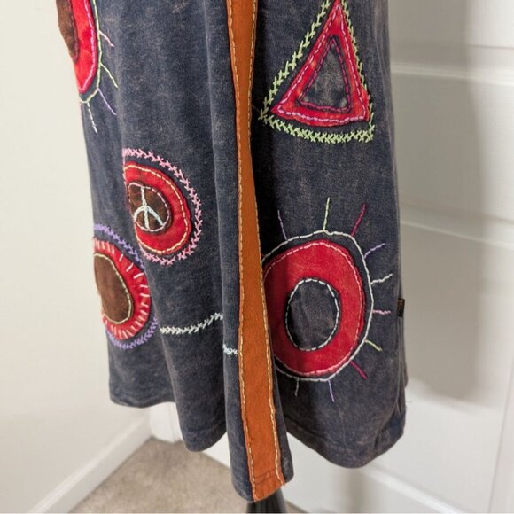 Rising International Embroidered Dress Womens Size Small Black Artsy Boho Hippie - Picture 4 of 10